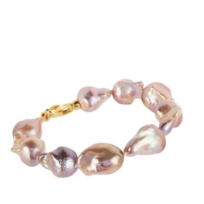 Baroque Freshwater Cultured Pearl Bracelet in Gold Tone Sterling Silver (12 to 18mm)
