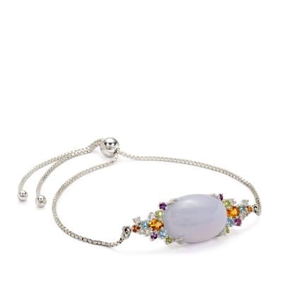 Aqua Chalcedony Slider Bracelet with Multi-Gemstone in Sterling Silver 13cts