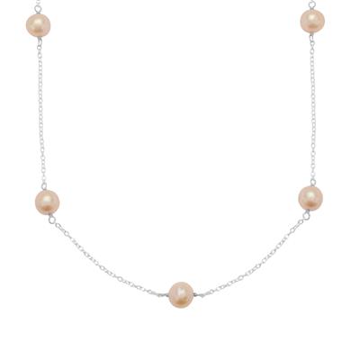 Pink Cultured Pearl Necklace in Sterling Silver (8mm)