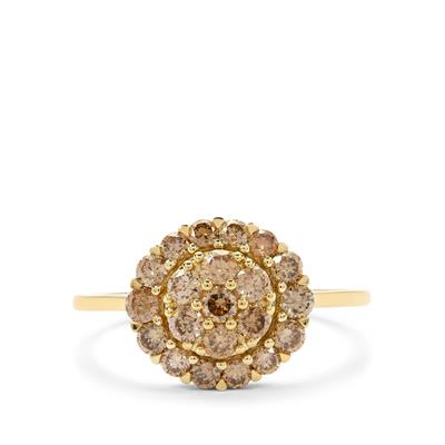 Champagne Diamond Ring in 9K Gold 1ct