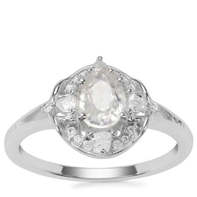 Ratanakiri Zircon Ring with White Zircon in Sterling Silver 1.29cts