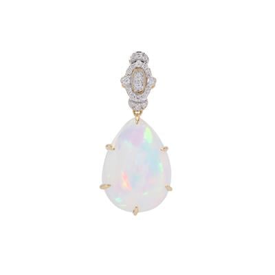 Ethiopian Opal Pendant with Diamonds in 18K Gold 9.14cts