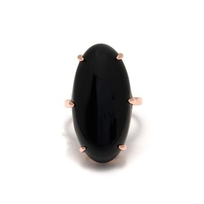Black Onyx Ring in Rose Gold Tone Sterling Silver 22.65cts