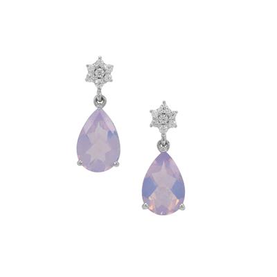 Boquira Lavender Quartz Earrings with White Zircon in Sterling Silver 5.30cts