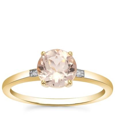 Peach Morganite Ring with Diamonds in 9K Gold 1ct