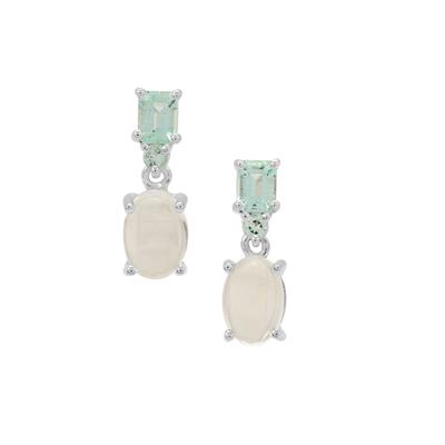 South Indian Moonstone  Earrings with Aquaiba™ Beryl in Sterling Silver 2.35cts