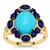 Sleeping Beauty Turquoise, Sar-i-Sang Lapis Lazuli Ring with White Zircon in 9K Gold 3.95cts