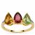 Congo Multi Tourmaline Ring with White Zircon in 9K Gold 2.05cts