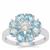 Swiss Blue Topaz Ring with White Zircon in Sterling Silver 2.09cts