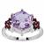 Rose De France Amethyst Ring with Rajasthan Garnet in Sterling Silver 5cts