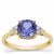 AAA Tanzanite Ring with White Zircon in 9K Gold 1.55cts