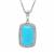 Sleeping Beauty Turquoise Pendant Necklace with White Zircon in Rhodium Flash Sterling Silver 8.19cts