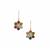 Congo Tourmaline Earrings with White Zircon in Gold Plated Sterling Silver 6.35cts