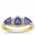 AAA Tanzanite Ring with White Zircon in 9K Gold 1.50cts
