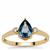 Ceylon Blue Sapphire Ring with White Zircon in 9K Gold 1.30cts
