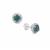 London Blue Topaz Earrings with White Zircon in Sterling Silver 1.45cts