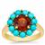 Madeira Citrine Ring with Sleeping Beauty Turquoise in Gold Plated Sterling Silver 3.10cts