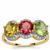 Congo Multi Tourmaline Ring with White Zircon in 9K Gold 2.70cts