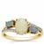 Coober Pedy Opal, Crystal Opal on Ironstone Ring with White Zircon in 9K Gold