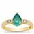 Green Apatite Ring with White Zircon in 9K Gold 1ct