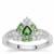 Chrome Tourmaline Ring with White Zircon in Sterling Silver 0.75ct