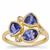 AAA Tanzanite Ring with White Zircon in 9K Gold 2.30cts