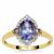AA Tanzanite Ring with White Zircon in 9K Gold 1.55cts