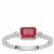 Bemainty Ruby Ring with White Zircon in Sterling Silver 0.90ct