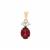 Malawi Garnet Pendant with White Zircon in 9K Gold 3.35cts