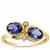 AA Tanzanite Ring with White Zircon in 9K Gold 1.70cts