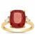 Malagasy Ruby Ring with White Zircon in 9K Gold 6.65cts