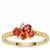 Burmese Padparadscha Color Spinel Ring with White Zircon in 9K Gold 0.45cts