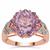 Lehrer Nine Star Cut Rose De France Amethyst Ring with White Zircon in 9K Rose Gold 6.75cts