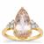 Minas Gerais Kunzite Ring with White Zircon in 9K Gold 5cts