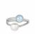 Kaori Cultured Pearl (7mm) Ring with Aquamarine in Sterling Silver 