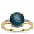 AAA Teal Kyanite Ring with White Zircon in 9K Gold 3.30cts