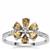 Golden Unheated Tanzanite Ring with White Zircon in 9K White Gold 0.95ct