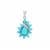 Sleeping Beauty Turquoise Pendant with White Zircon in Sterling Silver 2.65cts