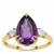 Zambian Amethyst Ring with White Zircon in 9K Gold 3.50cts