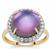 Purple Moonstone Ring with White Zircon in 9K Gold 6.50cts