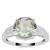 Polka Cut Prasiolite Ring with White Zircon in Sterling Silver 3.55cts
