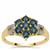 Natural Teal Montana Sapphire Ring with White Zircon in 9K Gold 1.20cts