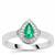 Zambian Emerald Ring with White Zircon in Platinum Plated Sterling Silver 0.50ct