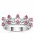 Thai Ruby Ring with White Zircon in Platinum Plated Sterling Silver 0.75ct (F)