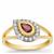 Congo Pink Tourmaline Ring with White Zircon in 9K Gold 0.70ct