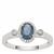 Thai Sapphire Ring with White Zircon in Sterling Silver 1ct