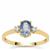 Blue Sapphire Ring with White Zircon in 9K Gold 1.05cts