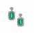 Panjshir Emerald Type II Earrings with White Zircon in 9K Gold 0.84ct