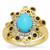 Sleeping Beauty Turquoise Ceylon Blue Sapphire Ring with White Zircon in Gold Plated Sterling Silver 2.35cts