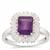 Le Beau Paon Tanzanian Amethyst & White Zircon Octagon Ring With Baguette Halo  Ave Cts 2.19